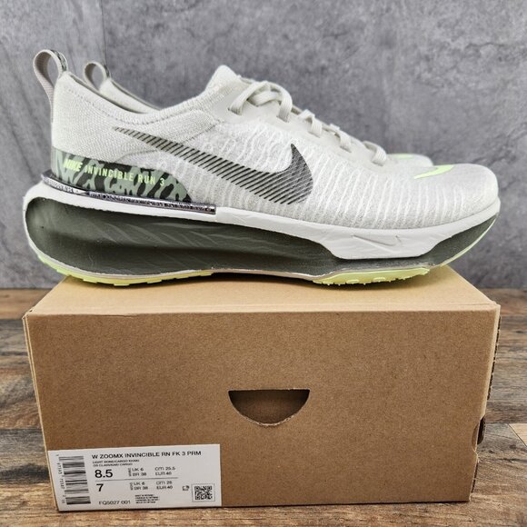 Nike ZoomX Invincible 3 Premium Size 8.5 Womens Light Bone Cargo Khaki Shoes
